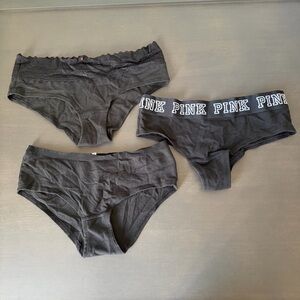 PINK Victoria's Secret Black Bikini Style Panty Bundle of 3 Size S
